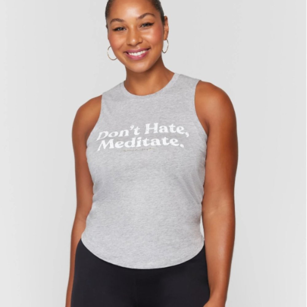 Spiritual Gangster Dont hate meditate muscle tank Medium